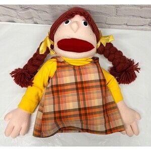 Vtg One Way Street girl Puppet Red Hair Braids Foam Form Muppet Style Dummy